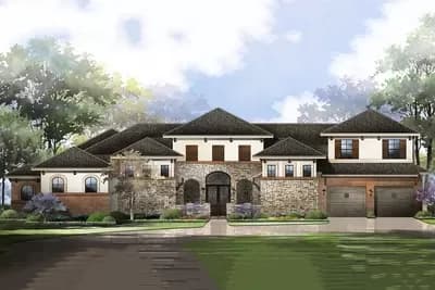 Tuscan Dream Home Plan with Front Courtyard