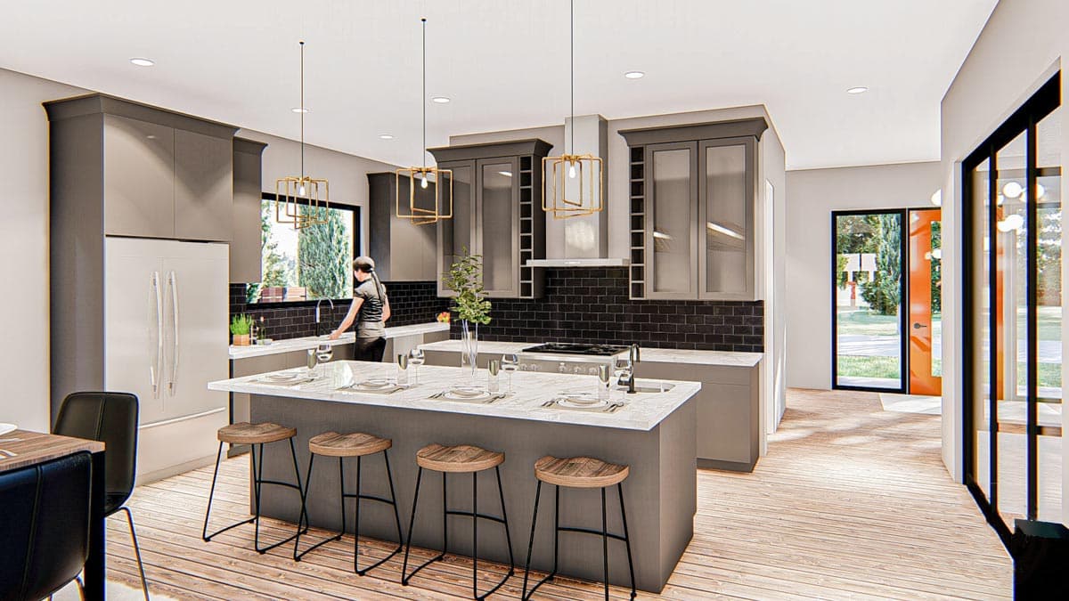 Plan 62869DJ: Gorgeous Modern-style 2-story Home Plan with Upstairs Family Room - Image #6 - Modern, Northwest