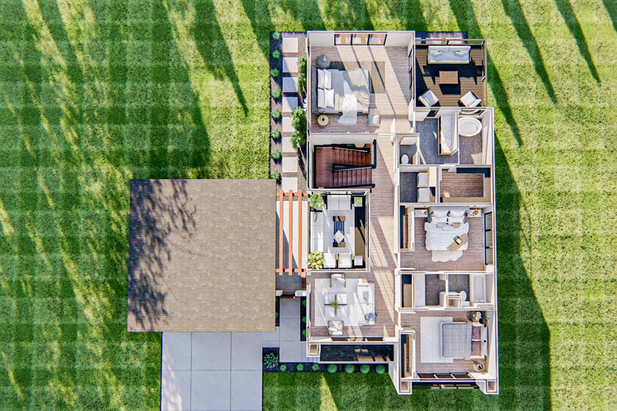 Plan 62869DJ: Gorgeous Modern-style 2-story Home Plan with Upstairs Family Room - Image #9 - Modern, Northwest