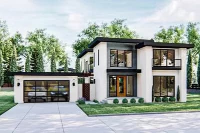 Gorgeous Modern-style 2-story Home Plan with Upstairs Family Room