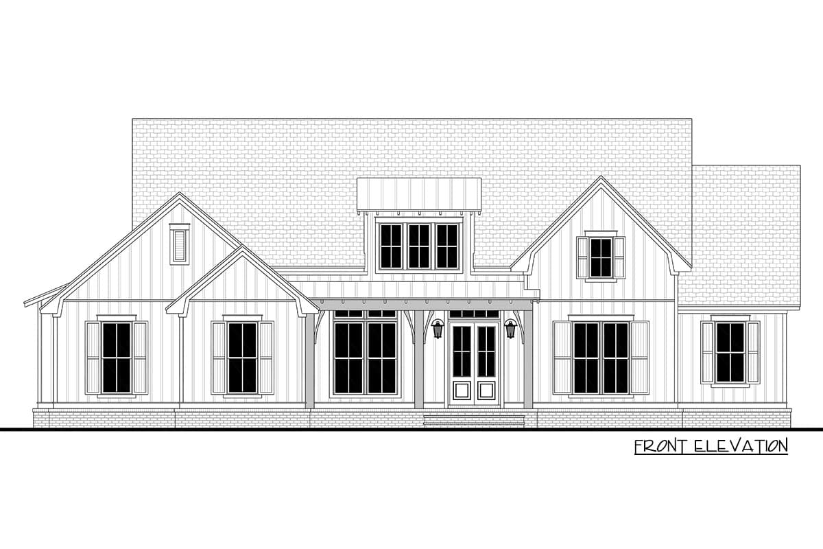 Plan 51834HZ: Elegant Modern Farmhouse Plan with Split Bedroom Layout - Image #16 - Country, Farmhouse, Modern Farmhouse, New American