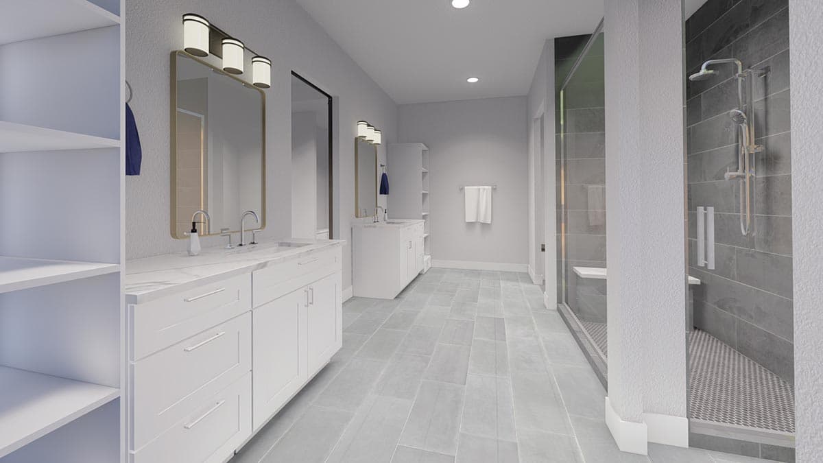 Plan 51834HZ: Elegant Modern Farmhouse Plan with Split Bedroom Layout - Image #11 - Country, Farmhouse, Modern Farmhouse, New American