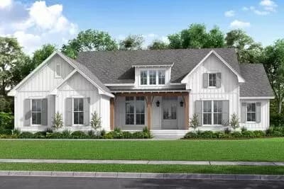 Elegant Modern Farmhouse Plan with Split Bedroom Layout
