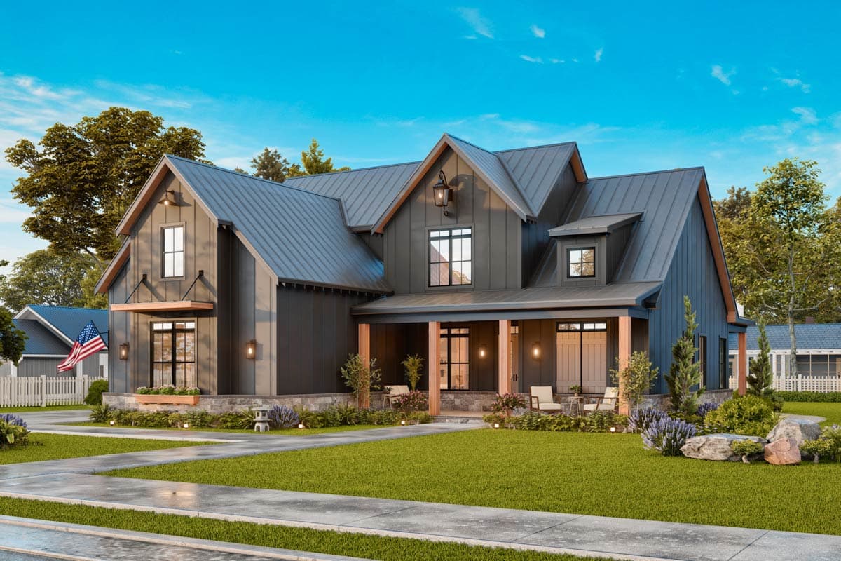Plan 12319JL: Two-Story Modern Farmhouse Home Plan with Rear Wrap-Around Porch - 1999 Sq Ft - Image #6 - Country, Farmhouse, Modern Farmhouse, New American, Traditional