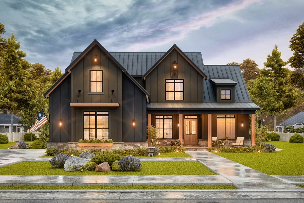 Plan 12319JL: Two-Story Modern Farmhouse Home Plan with Rear Wrap-Around Porch - 1999 Sq Ft - Image #8 - Country, Farmhouse, Modern Farmhouse, New American, Traditional