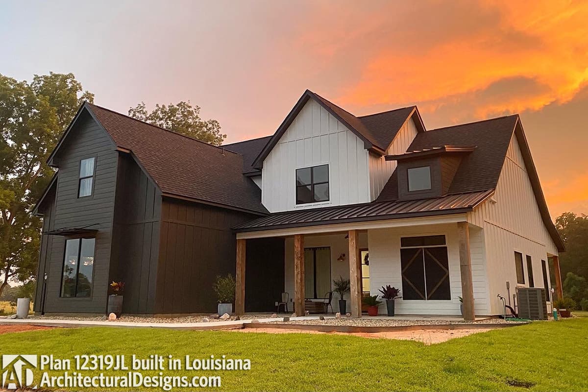 build gallery item - Farmhouse Plan 12319JL Comes to Life in Louisiana