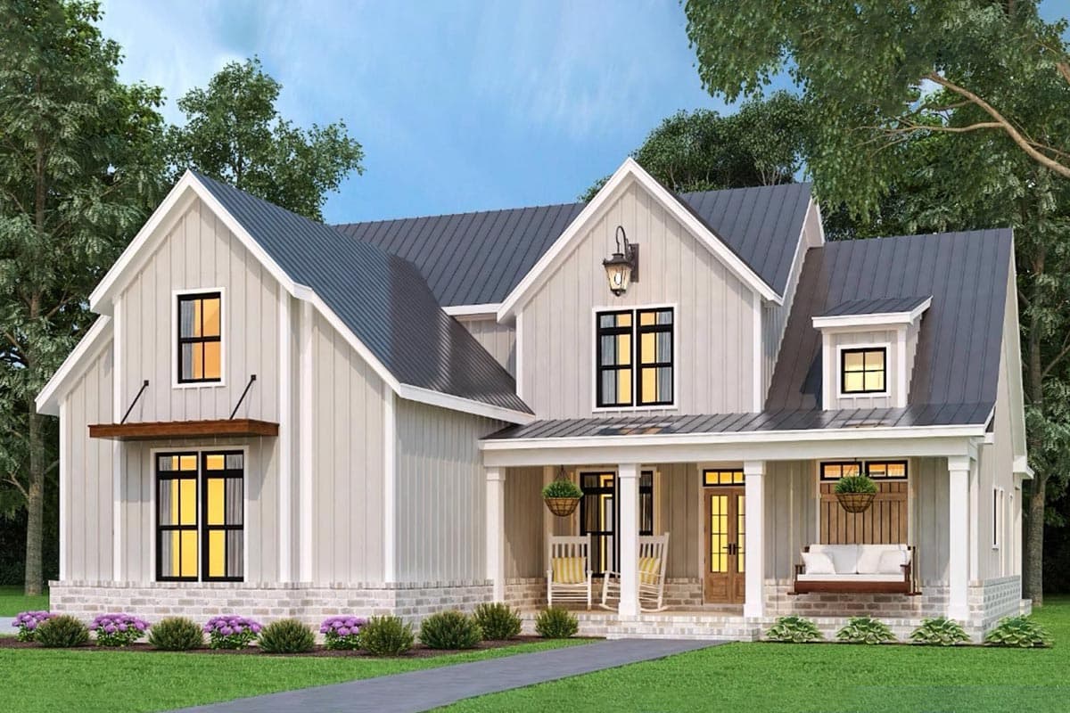 Plan 12319JL: Two-Story Modern Farmhouse Home Plan with Rear Wrap-Around Porch - 1999 Sq Ft - Image #20 - Country, Farmhouse, Modern Farmhouse, New American, Traditional