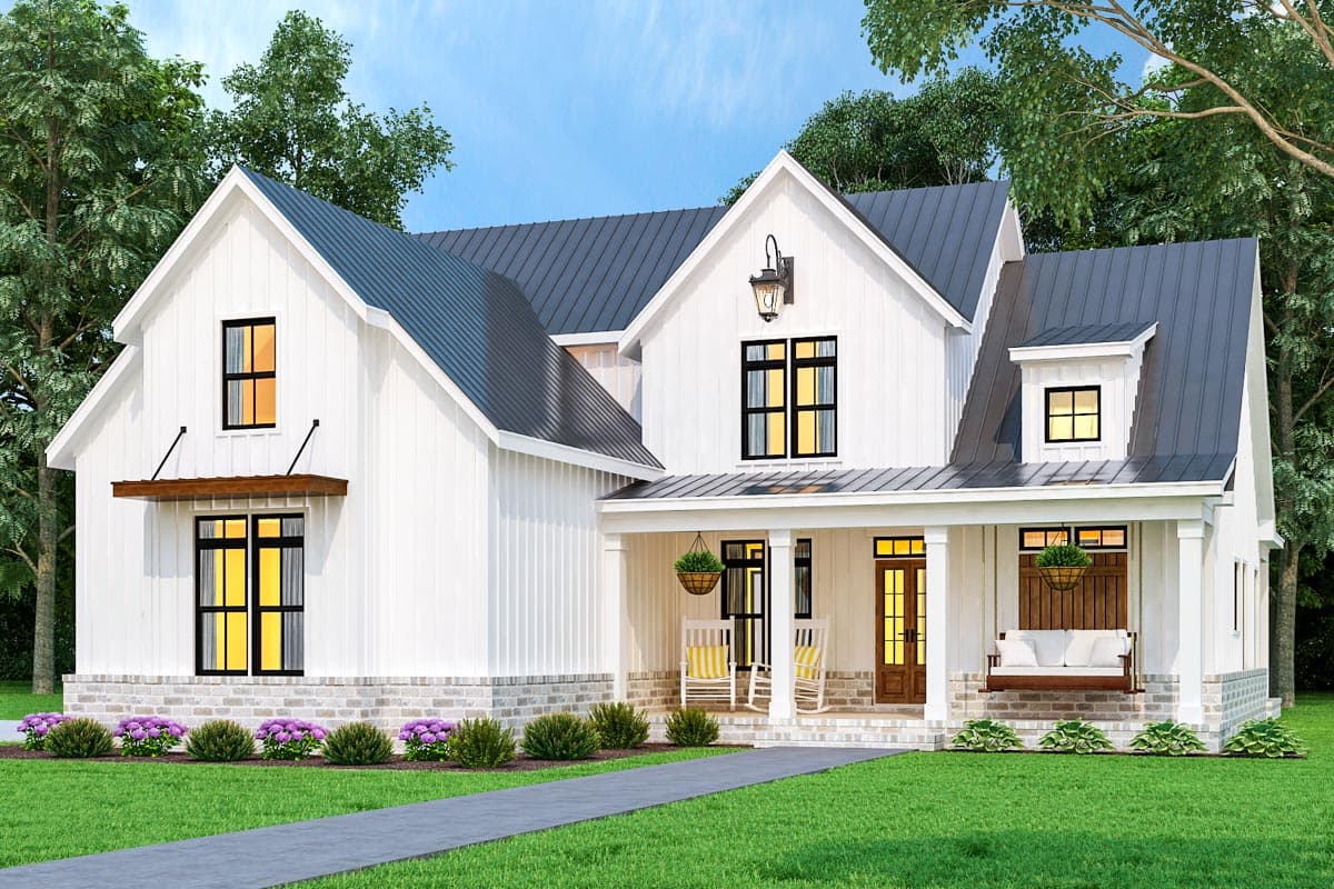 Plan 12319JL: Two-Story Modern Farmhouse Home Plan with Rear Wrap-Around Porch - 1999 Sq Ft - Image #11 - Country, Farmhouse, Modern Farmhouse, New American, Traditional