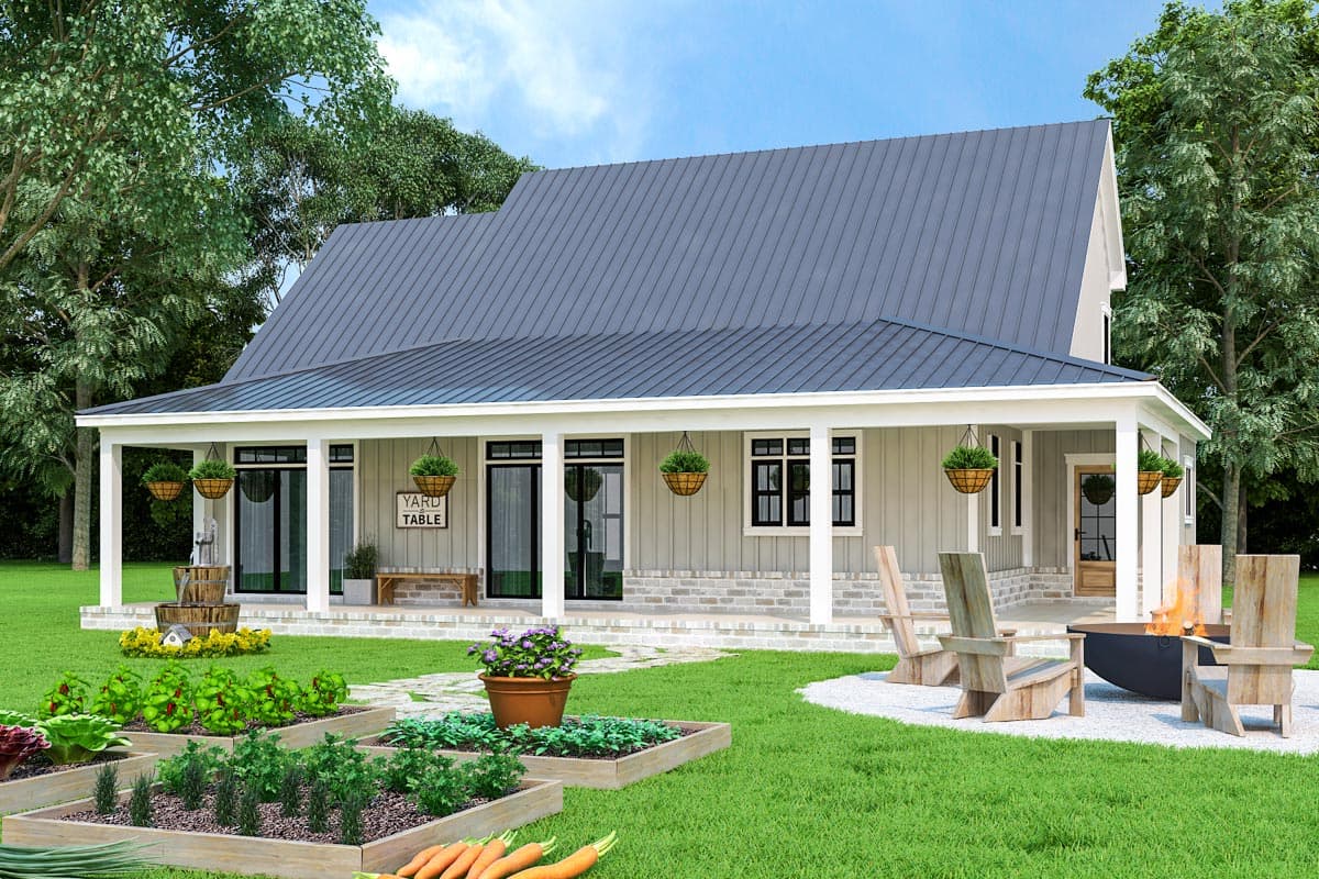 Plan 12319JL: Two-Story Modern Farmhouse Home Plan with Rear Wrap-Around Porch - 1999 Sq Ft - Image #44 - Country, Farmhouse, Modern Farmhouse, New American, Traditional