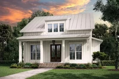2-Bed Cottage House Plan with Porches Front and Back - 1257 Sq Ft