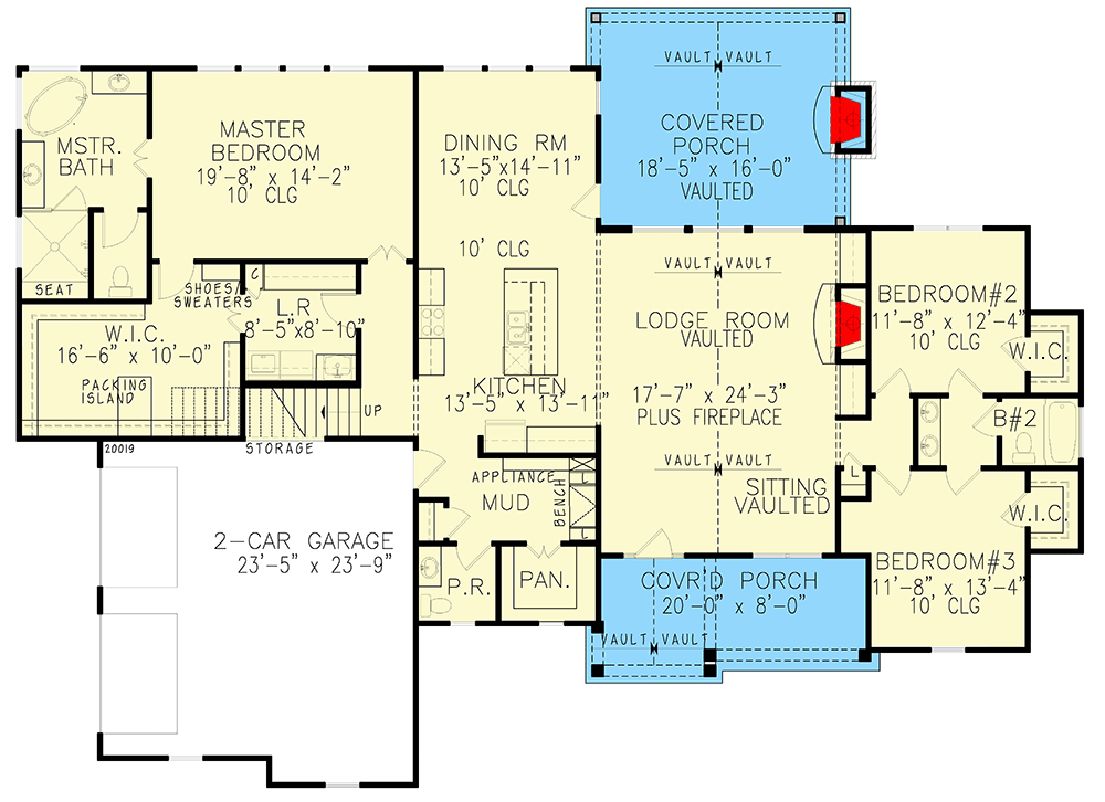 Plan 25699GE: Superb Modern Farmhouse Plan with Split Bedrooms - Floor Plan - Main Level - Country, Craftsman, Farmhouse, Modern Farmhouse, New American, Ranch