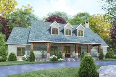 One-Level Mountain House Plan with Open-Concept Living Space - 2050 Sq Ft