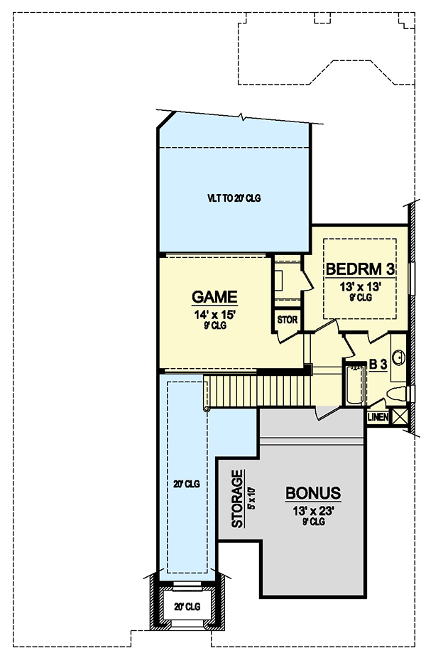 Plan 36603TX: Two-Story Home Plan with 3-Car Tandem Garage - Floor Plan - 2nd Floor - European