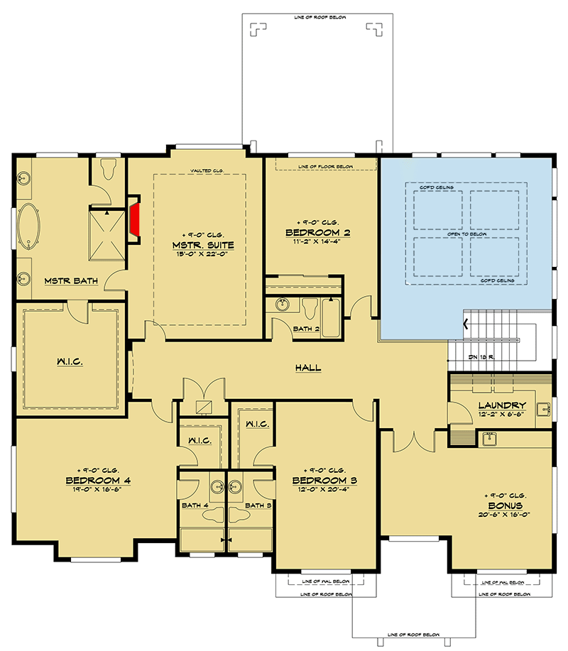 Plan 666086RAF: Northwest Contemporary Home Plan with Second-Level Bedrooms - Floor Plan - 2nd Floor - Contemporary, Modern, Northwest