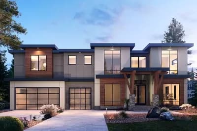 Northwest Contemporary Home Plan with Second-Level Bedrooms