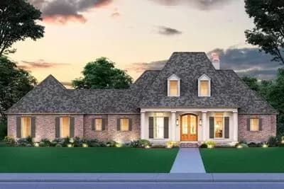 French Country House Plan with Extended Rear Porch - 2446 Sq Ft