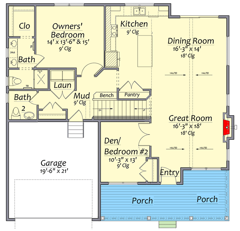 Plan 730001MRK: Exclusive New American Craftsman House Plan with Optional Finished Lower Level - Floor Plan - Main Level - Craftsman, New American, Northwest