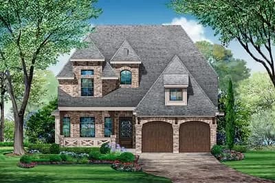 Brick-Clad Two-Story House Plan with First-Floor Master Suite