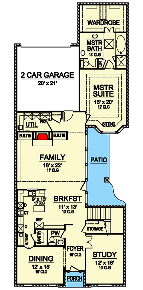 Plan 36612TX: Beautiful Two-Story House Plan with Rear-Entry Garage - Floor Plan - Main Level - Traditional