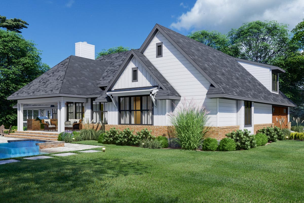 Plan 16918WG: 4-Bedroom Modern Farmhouse Plan with Three Fresh Air Spaces - 3077 Sq Ft - Image #4 - Country, Farmhouse, Modern Farmhouse, New American, Southern