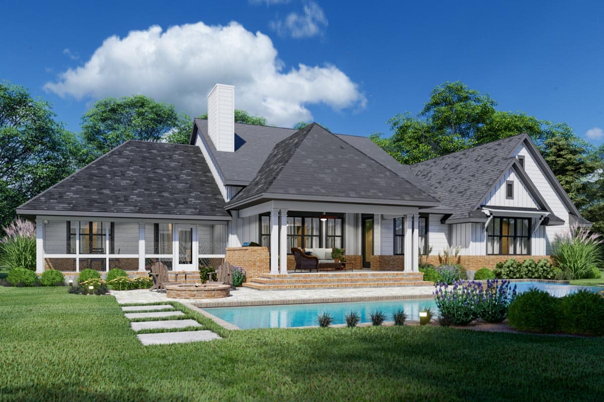 Plan 16918WG: 4-Bedroom Modern Farmhouse Plan with Three Fresh Air Spaces - 3077 Sq Ft - Image #6 - Country, Farmhouse, Modern Farmhouse, New American, Southern