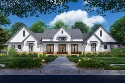 4-Bedroom Modern Farmhouse Plan with Three Fresh Air Spaces - 3077 Sq Ft