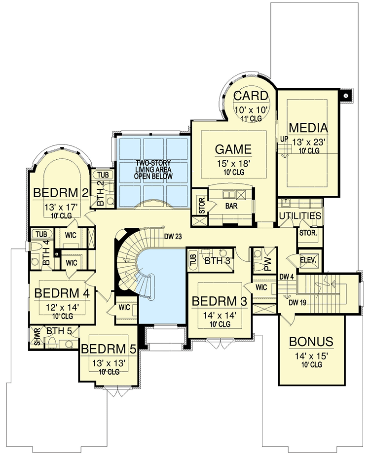 Plan 36617TX: Luxury Traditional Home Plan with Front Motor Court - Floor Plan - 2nd Floor - European, Traditional