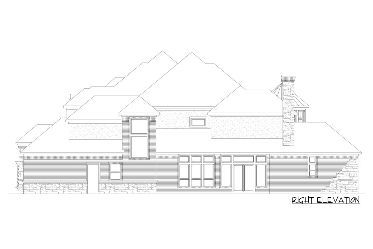 Plan 36617TX: Luxury Traditional Home Plan with Front Motor Court - Image #5 - European, Traditional