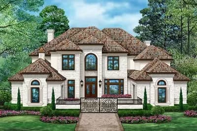 Luxury Traditional Home Plan with Front Motor Court