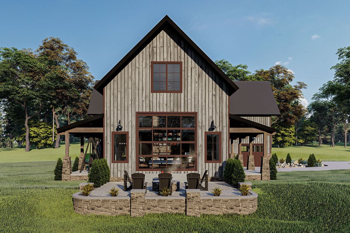 Plan 62873DJ: Modern Mountain House Plan with Great Room Open to Upstairs Loft - Image #4 - Barndominium, Craftsman, Mountain, Vacation