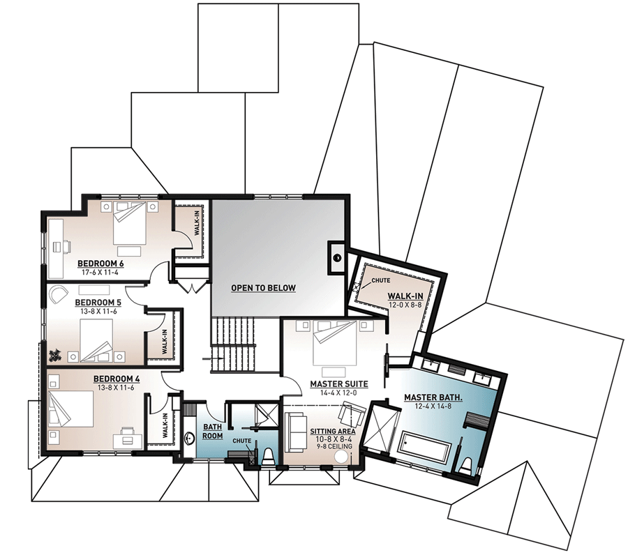 Plan 22575DR: New American House Plan with Sport Court and Angled Garage - Floor Plan - 2nd Floor - Craftsman, New American, Traditional