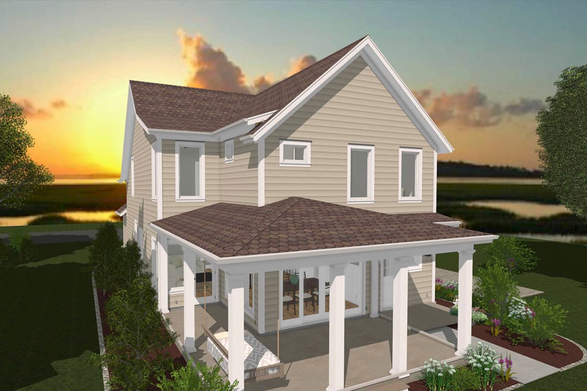 Plan 765023TWN: Country Cottage with L-Shaped Rear Porch - 2500 Sq Ft - Image #10 - Cottage, Country, Traditional