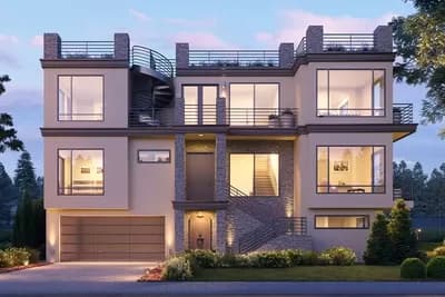 3-Story Contemporary Home Plan with Expansive Rooftop Deck