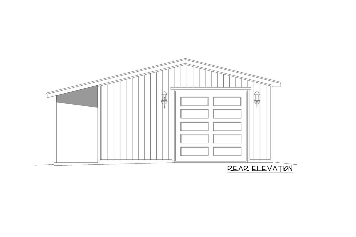 Plan 68658VR: Detached Drive-Through Garage Plan with Porch - Image #4