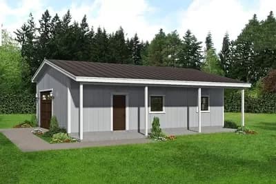 Detached Drive-Through Garage Plan with Porch