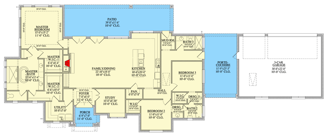 Plan 440011PWL: Exclusive European House Plan with Porte-Cochere - Floor Plan - Main Level - European, Traditional