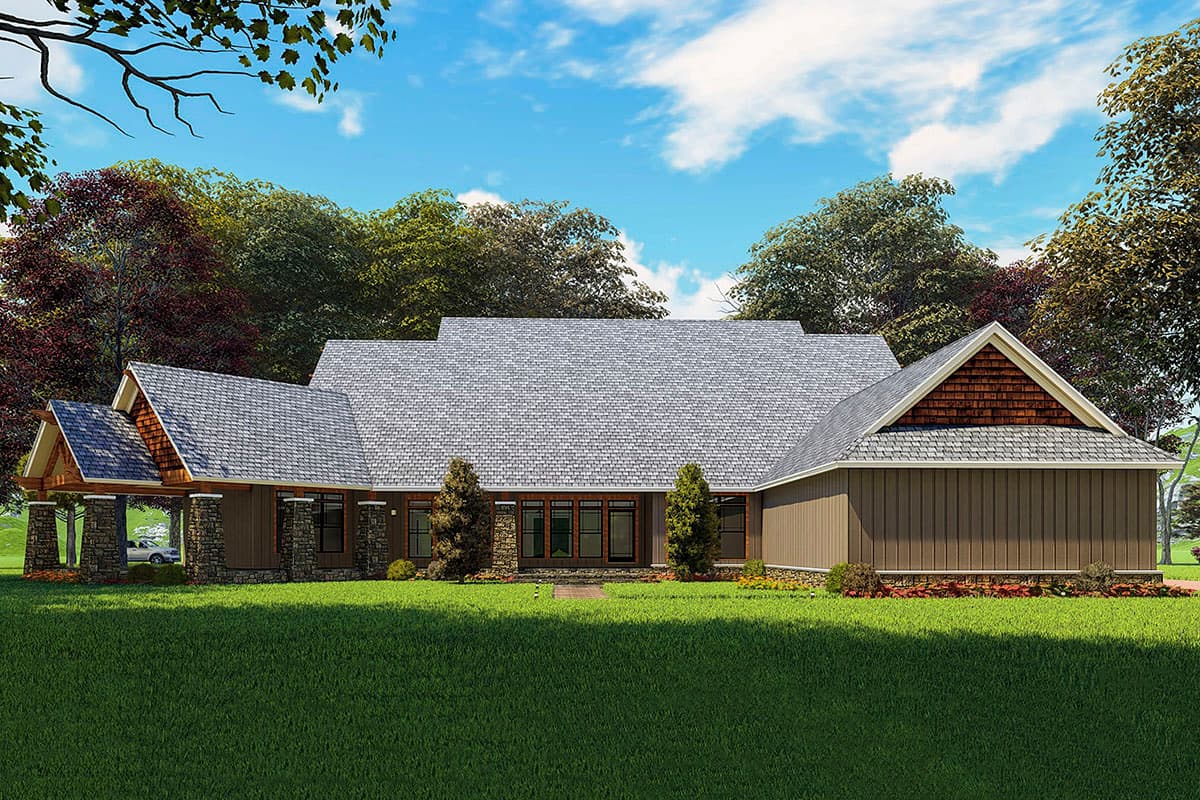 Plan 70666MK: One-Level Mountain House Plan with 3-Car Garage - 3698 Sq Ft - Image #7 - Craftsman, Mountain