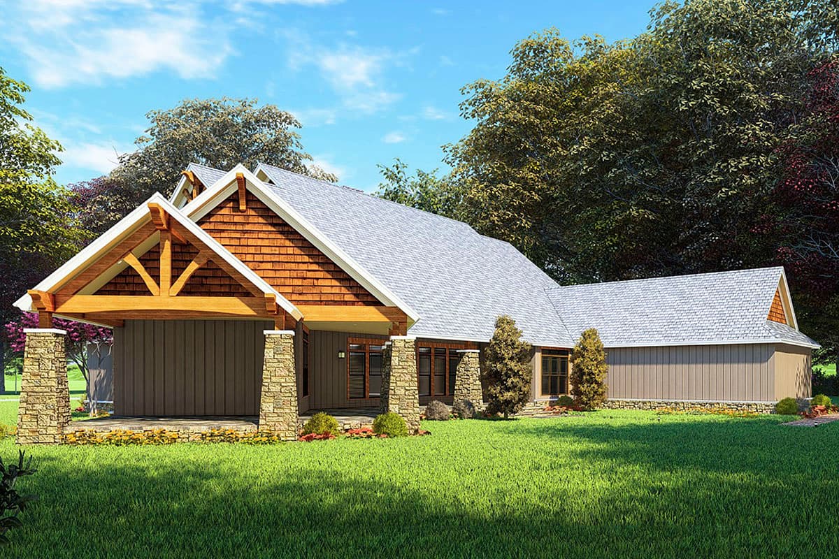 Plan 70666MK: One-Level Mountain House Plan with 3-Car Garage - 3698 Sq Ft - Image #8 - Craftsman, Mountain