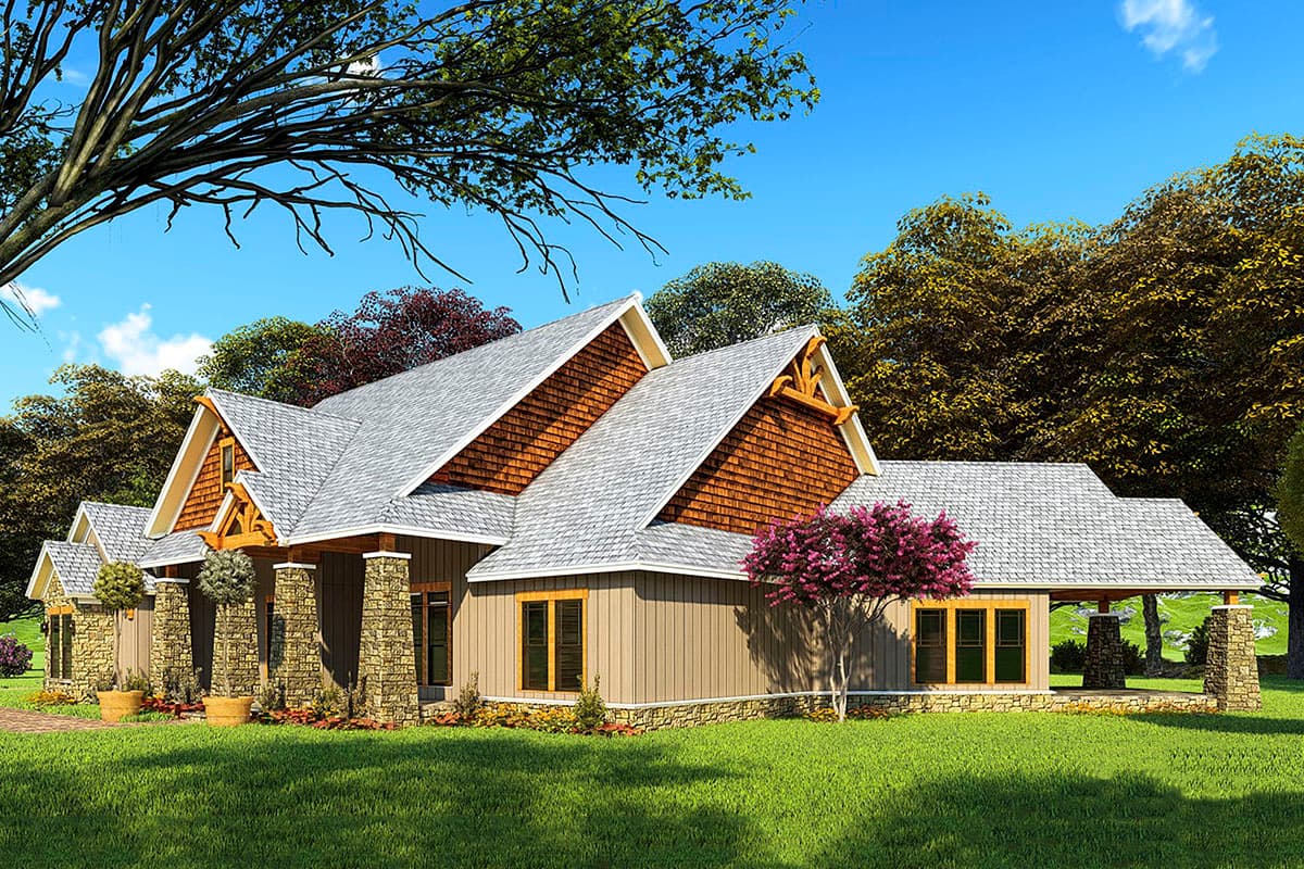 Plan 70666MK: One-Level Mountain House Plan with 3-Car Garage - 3698 Sq Ft - Image #9 - Craftsman, Mountain