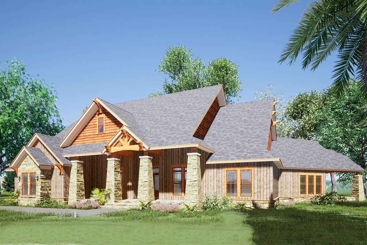 Plan 70666MK: One-Level Mountain House Plan with 3-Car Garage - 3698 Sq Ft - Image #10 - Craftsman, Mountain