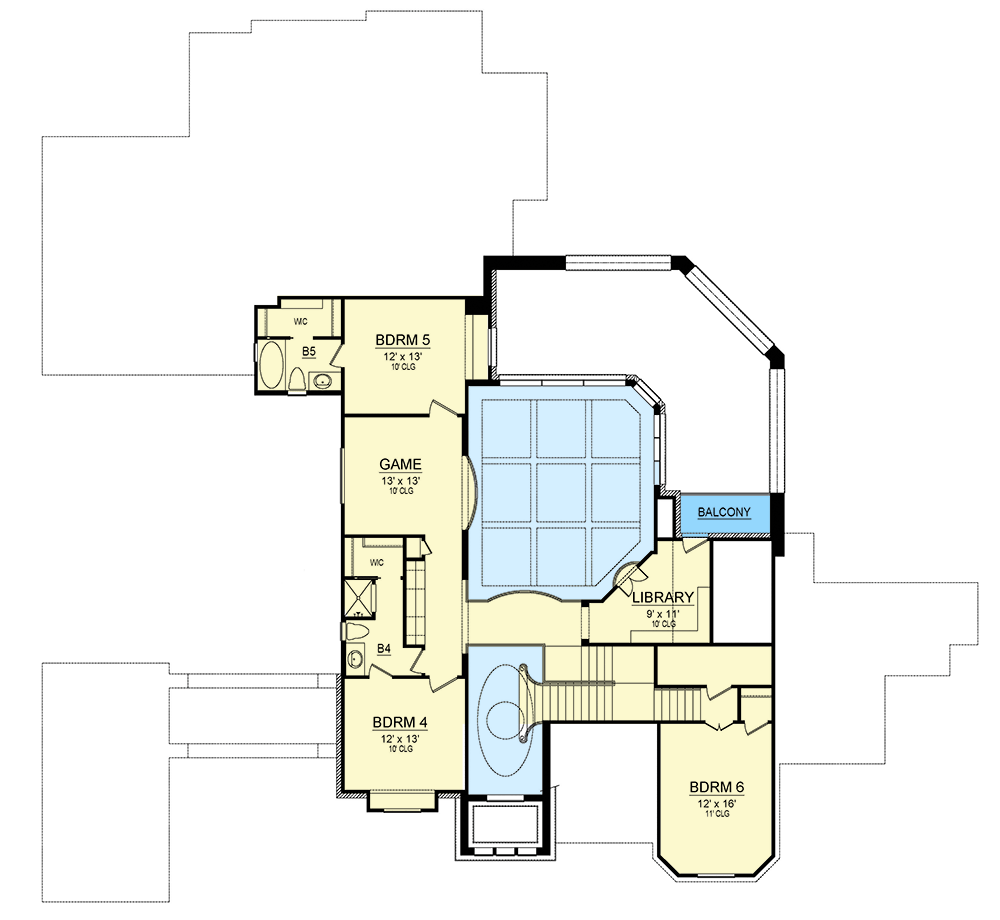Plan 36615TX: Spacious European House Plan with Two-Story Family Room - Floor Plan - 2nd Floor - European, Traditional