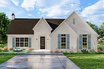 One-Story French Country Cottage with Vaulted Ceiling - 1769 Sq Ft
