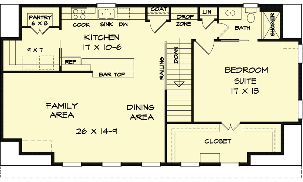 Plan 360065DK: Detached Garage Apartment with Parking for 3 Cars - Floor Plan - 2nd Floor - Carriage, Colonial, Craftsman
