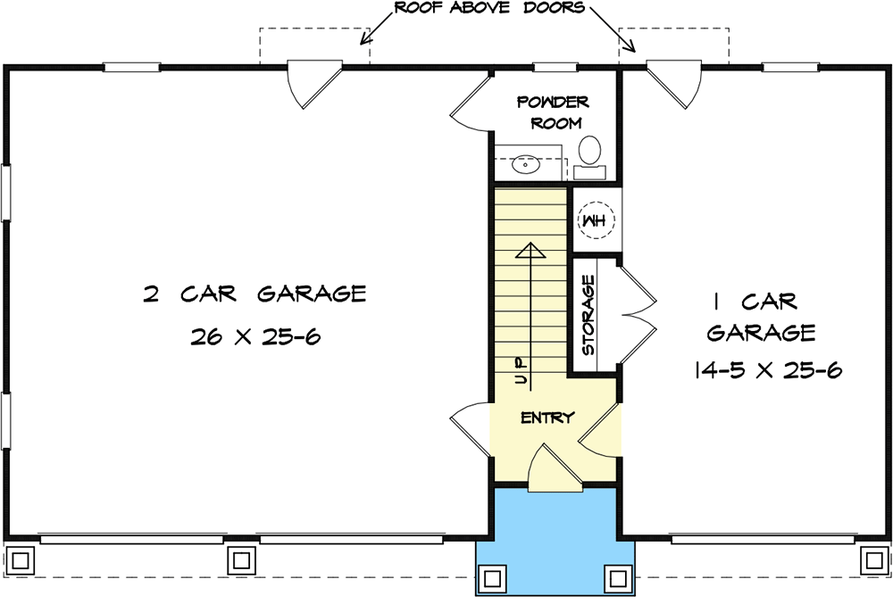 Plan 360065DK: Detached Garage Apartment with Parking for 3 Cars - Floor Plan - Main Level - Carriage, Colonial, Craftsman