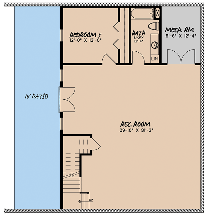 Plan 70667MK: 5-Bed Mountain House Plan with Walk-Out Basement - Floor Plan - Lower Level - Cabin, Craftsman, Mountain, Rustic, Traditional