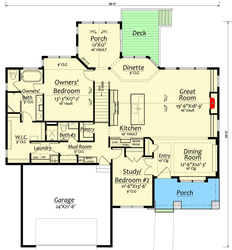 Plan 730003MRK: Exclusive Country Craftsman House Plan with Sun Porch - Floor Plan - Main Level - Country, Craftsman, New American