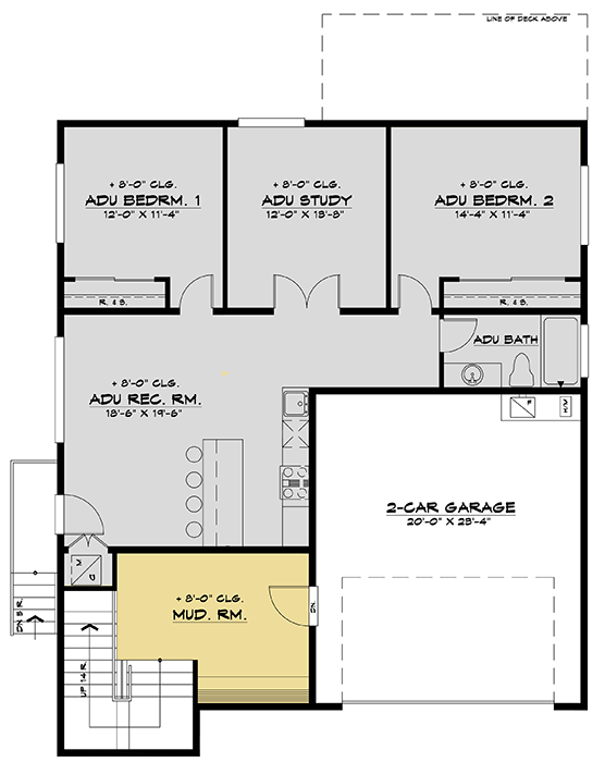 Plan 666090RAF: 4-Bed Contemporary House Plan with Lower-Level Apartment - Floor Plan - Lower Level - Contemporary, Modern, Northwest