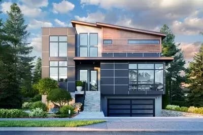 4-Bed Contemporary House Plan with Lower-Level Apartment