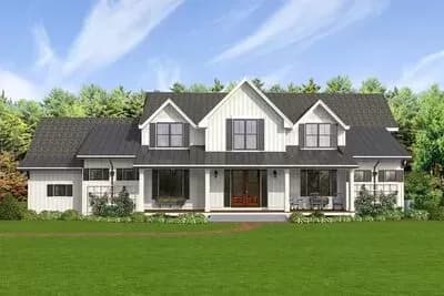 Exclusive Modern Farmhouse Plan with First-Floor Master