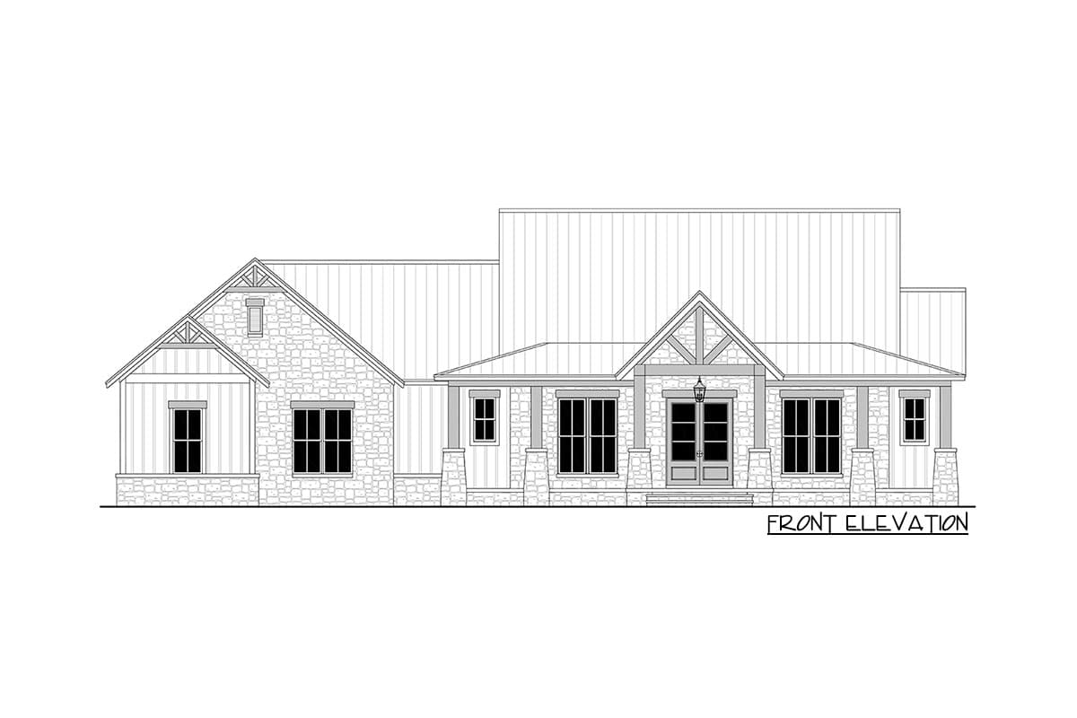 Plan 51838HZ: Split Bedroom Hill Country House Plan with Large Walk-in Pantry - 2454 Sq Ft - Image #15 - Hill Country, New American, Ranch, Rustic